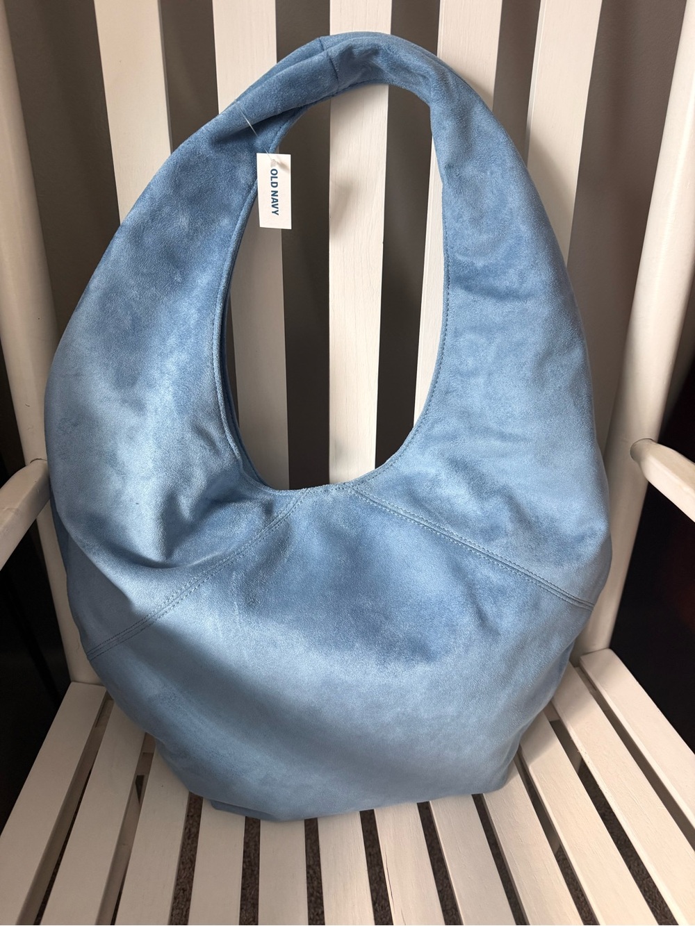 Old Navy Light Blue Suede-Texture Shoulder Hobo